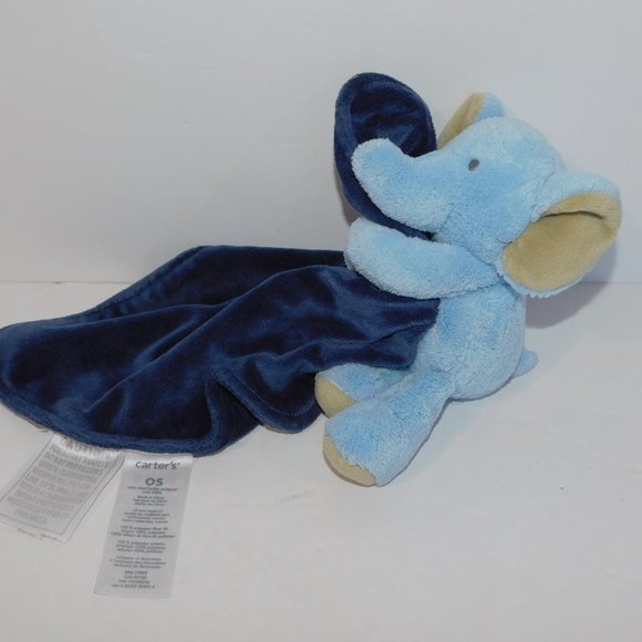 2013 Carters Blue Elephant Rattle Security Blanket Plush Baby Lovey nunu Soother - Picture 4 of 5